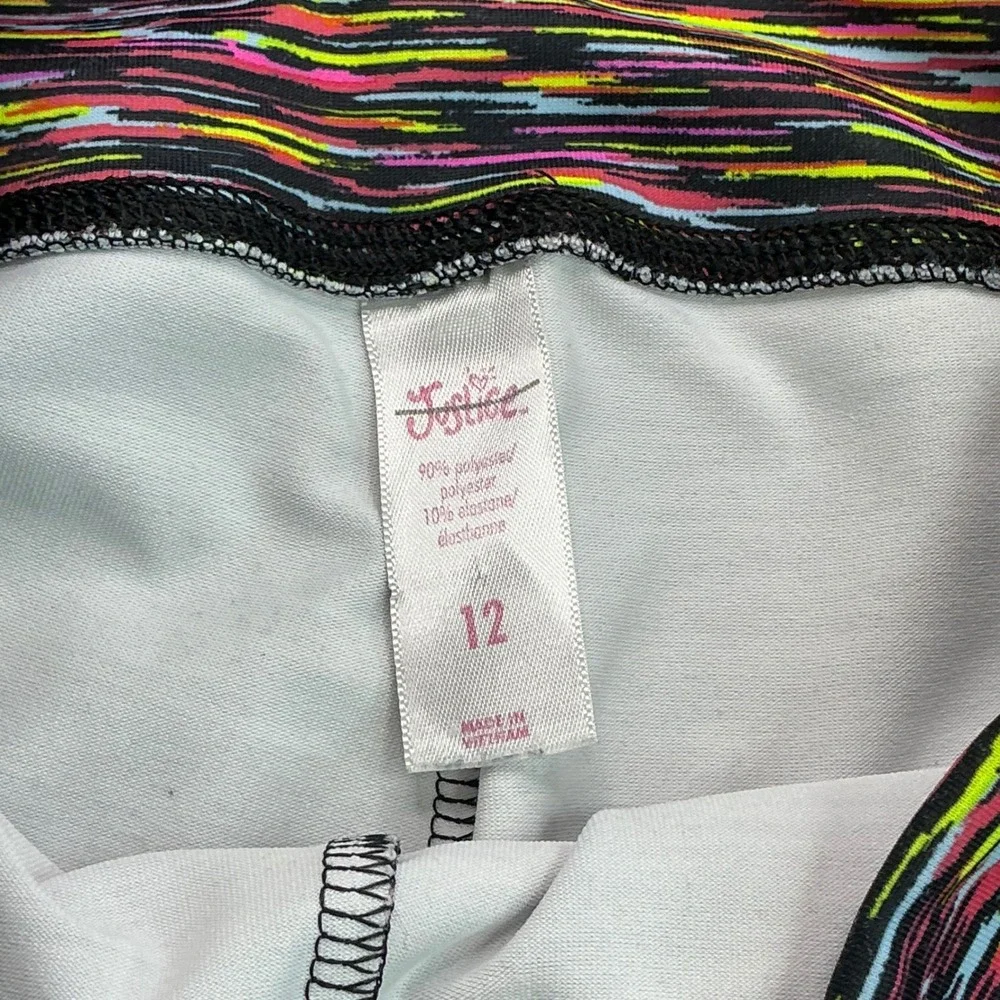 Justice Multicolor Active Leggings Kids Size 12 Space Dye Neon Striped 172044
